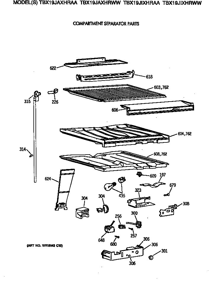 GE TBX19JIXHRWW compartment separator parts diagram