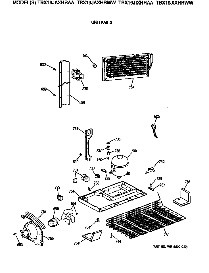 GE TBX19JIXHRWW unit parts diagram