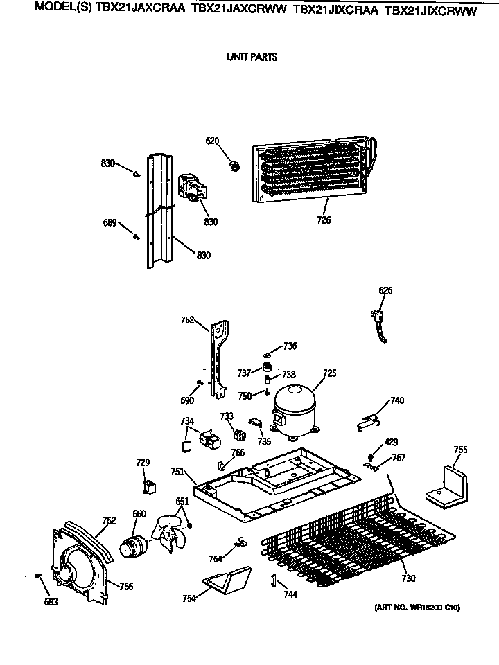 GE TBX21JIXCRWW unit parts diagram