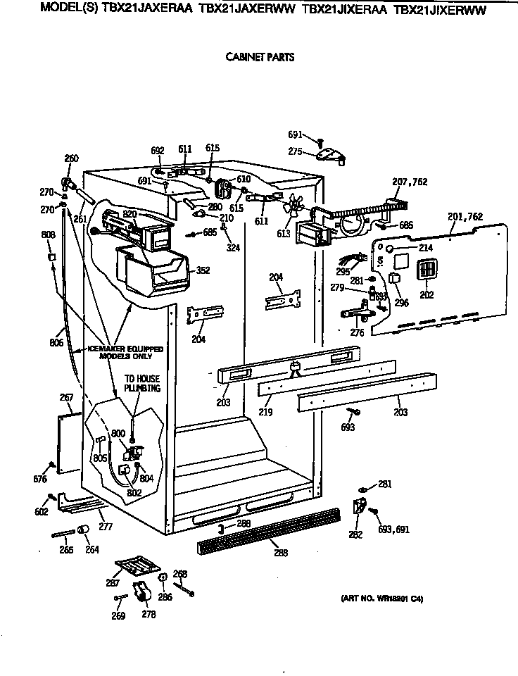 GE TBX21JIXERWW cabinet parts diagram