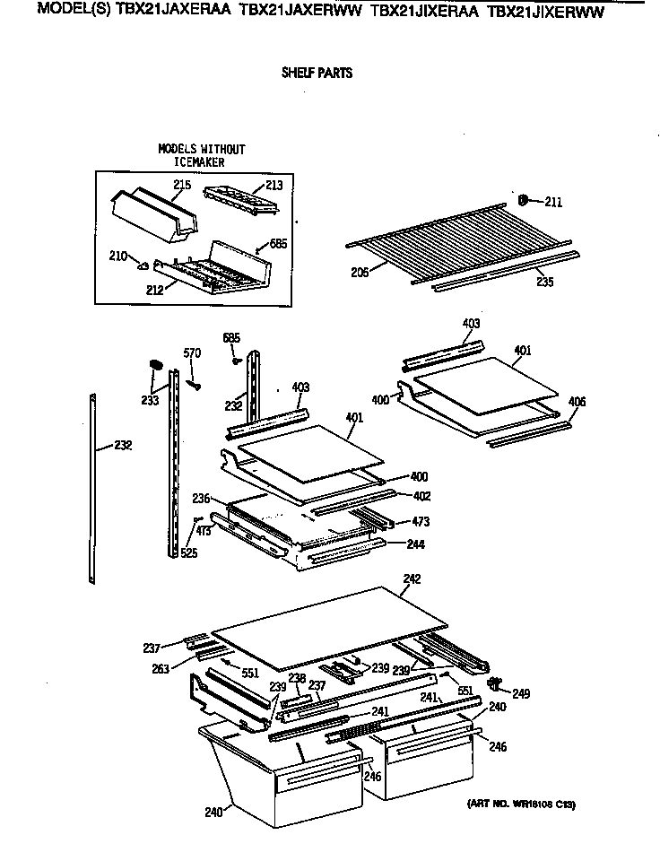 GE TBX21JIXERWW shelf parts diagram