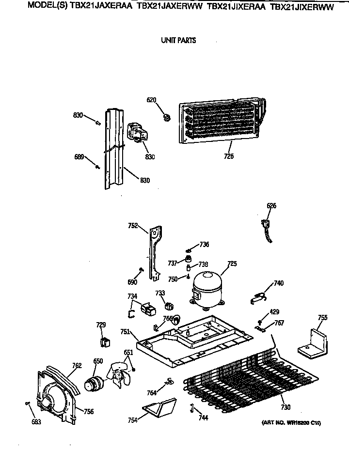 GE TBX21JIXERWW unit parts diagram