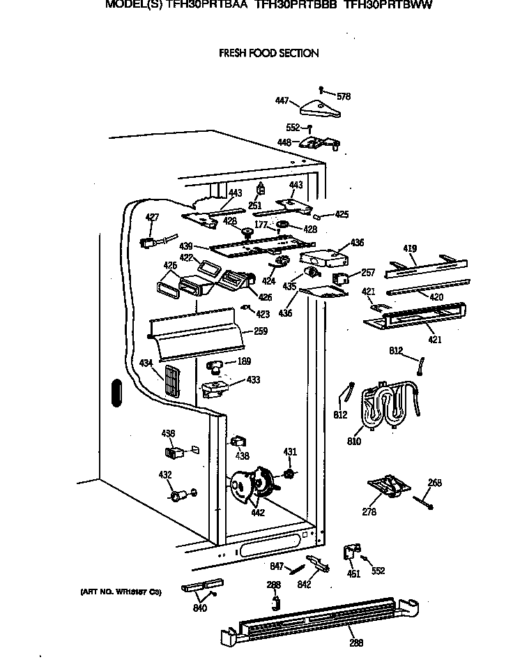 GE TFH30PRTBAA fresh food section diagram
