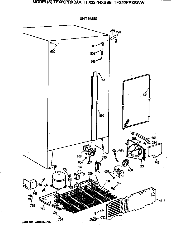 GE TFX22PRXBWW unit parts diagram