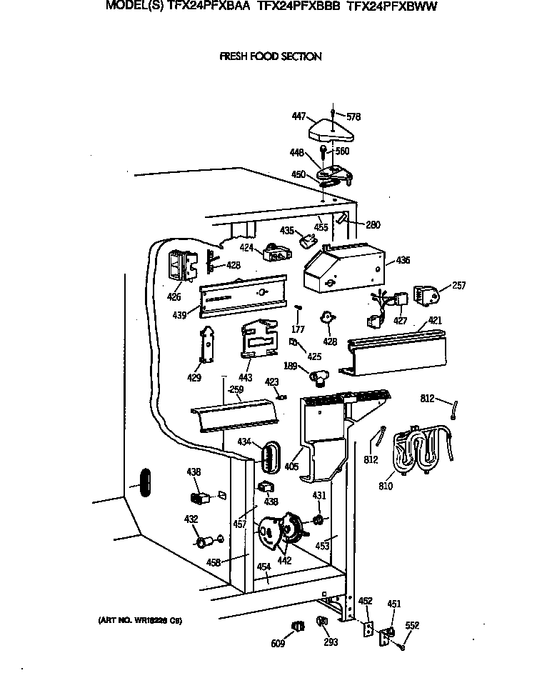 GE TFX24PFXBBB fresh food section diagram