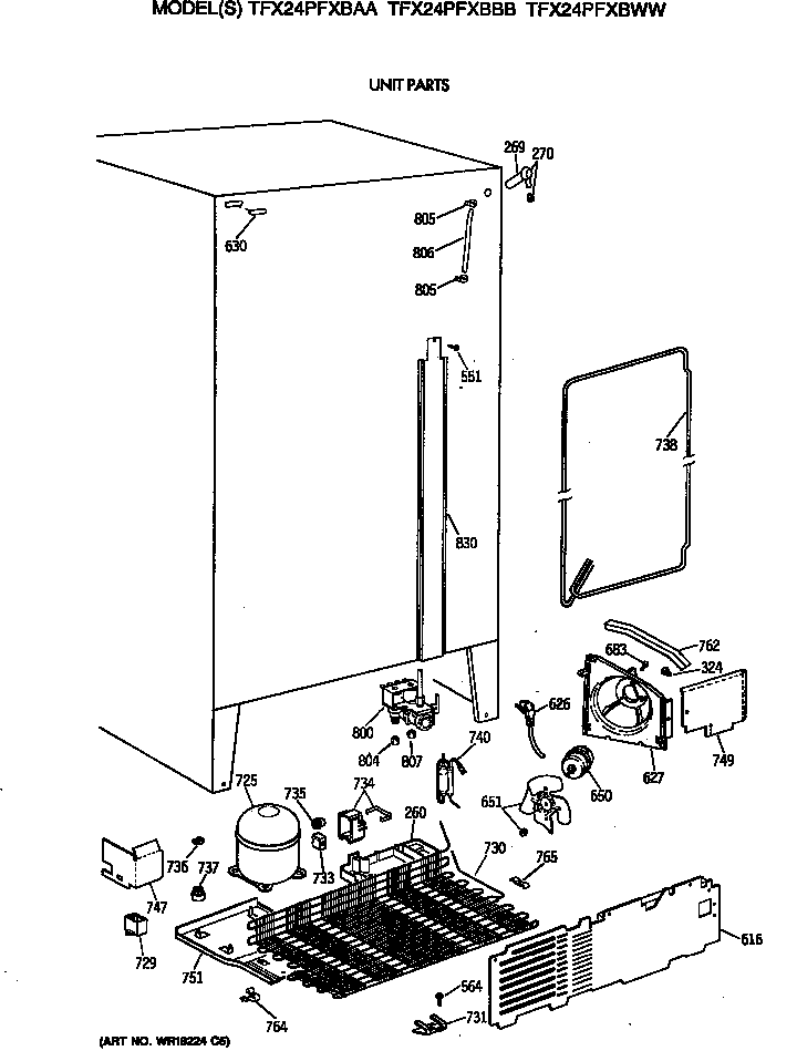 GE TFX24PFXBBB unit parts diagram