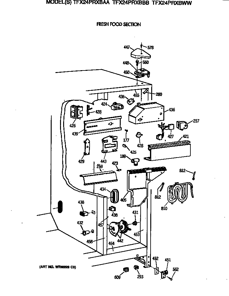 GE TFX24PRXBAA fresh food section diagram