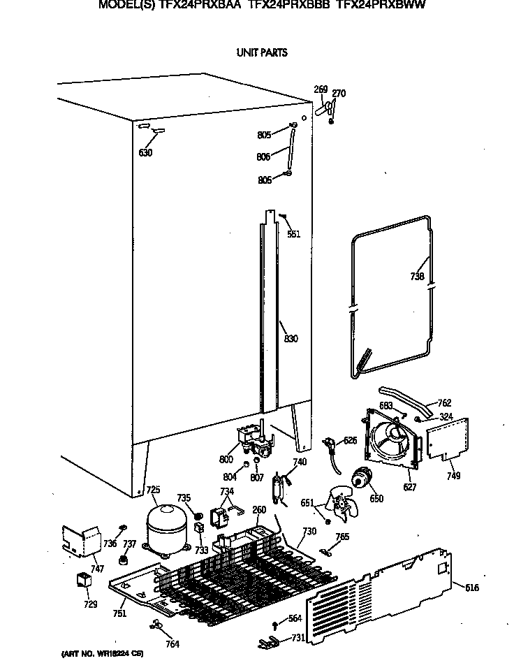 GE TFX24PRXBAA unit parts diagram