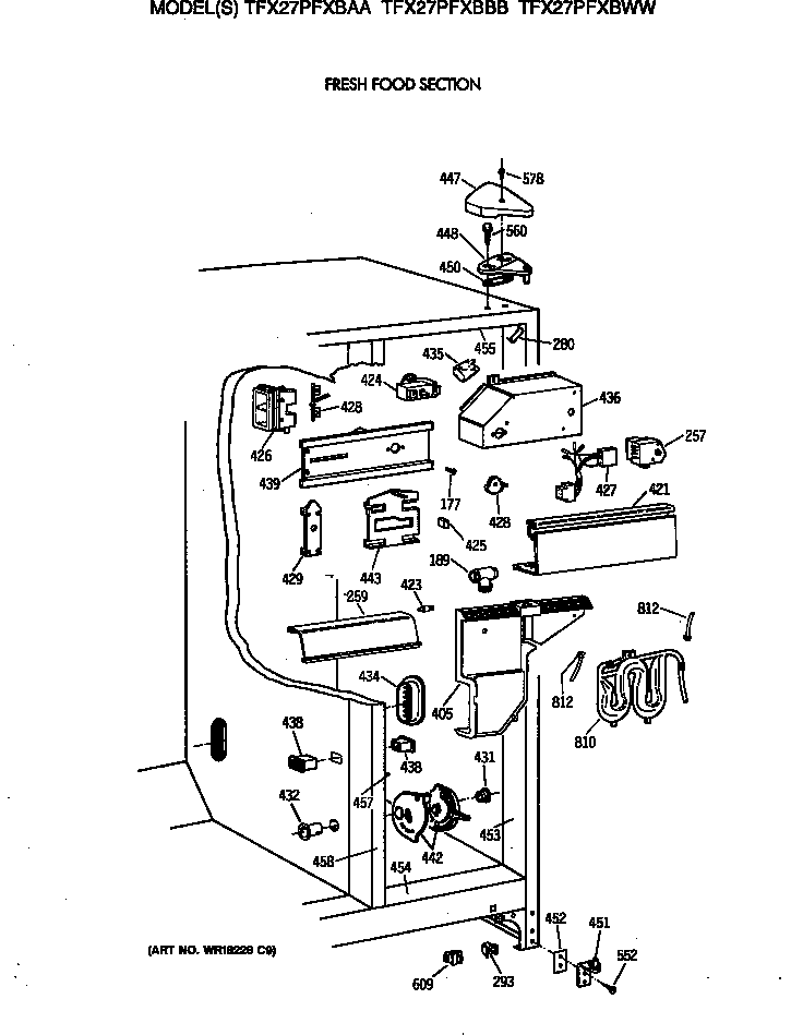 GE TFX27PFXBBB fresh food section diagram