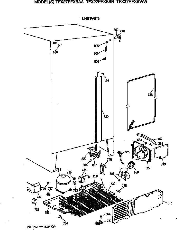 GE TFX27PFXBBB unit parts diagram