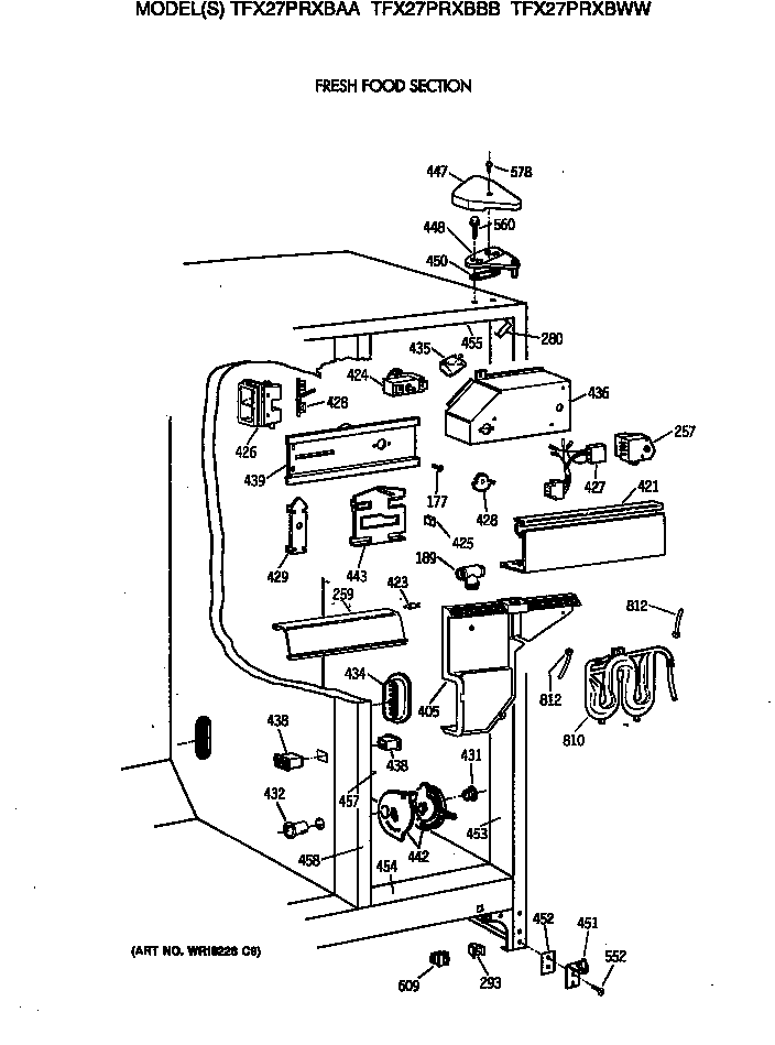 GE TFX27PRXBBB fresh food section diagram