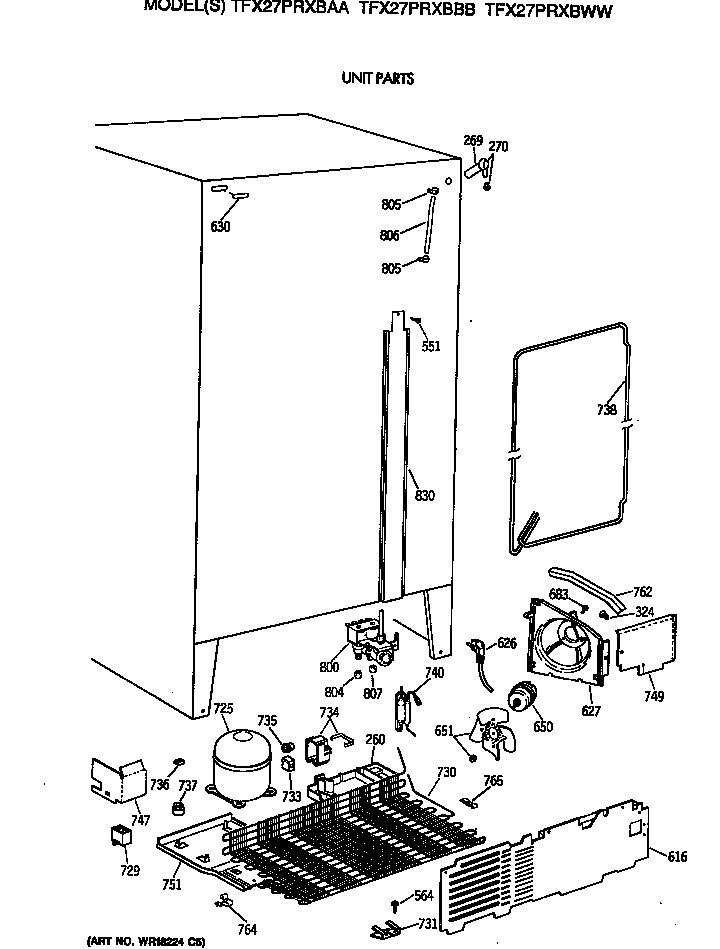 GE TFX27PRXBBB unit parts diagram