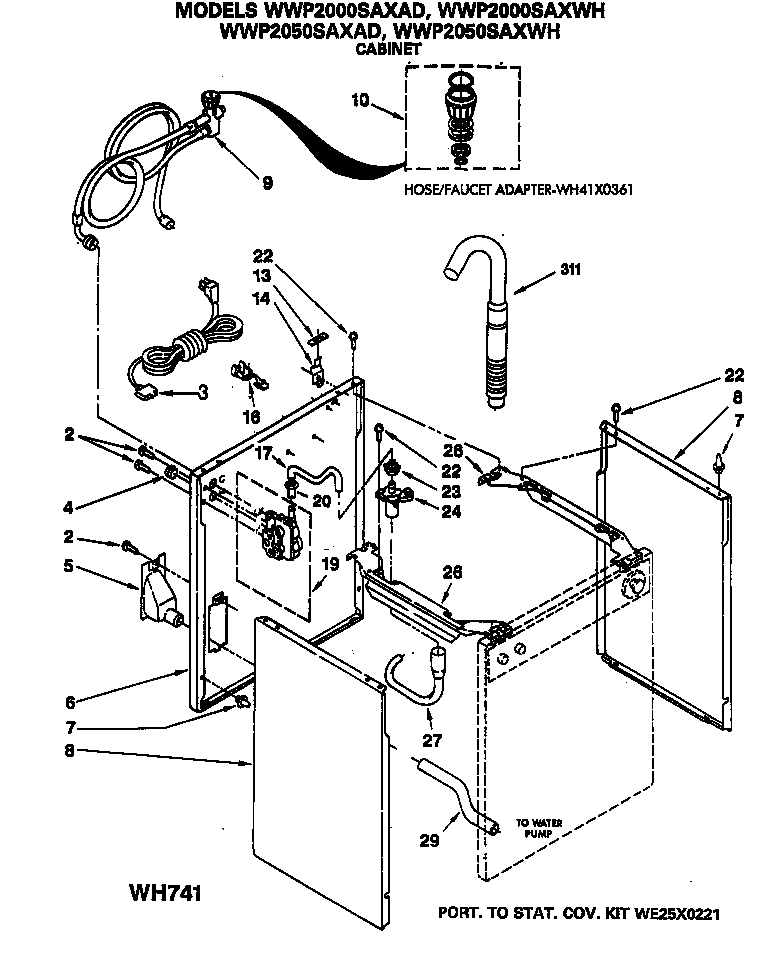 GE WWP2050SAXAD cabinet diagram