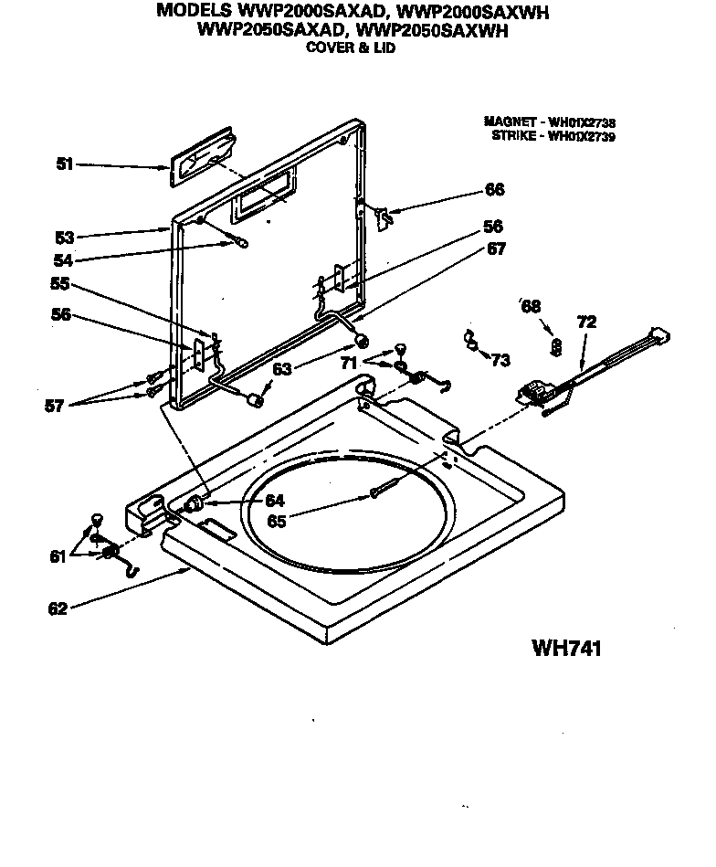 GE WWP2050SAXAD cover & lid diagram