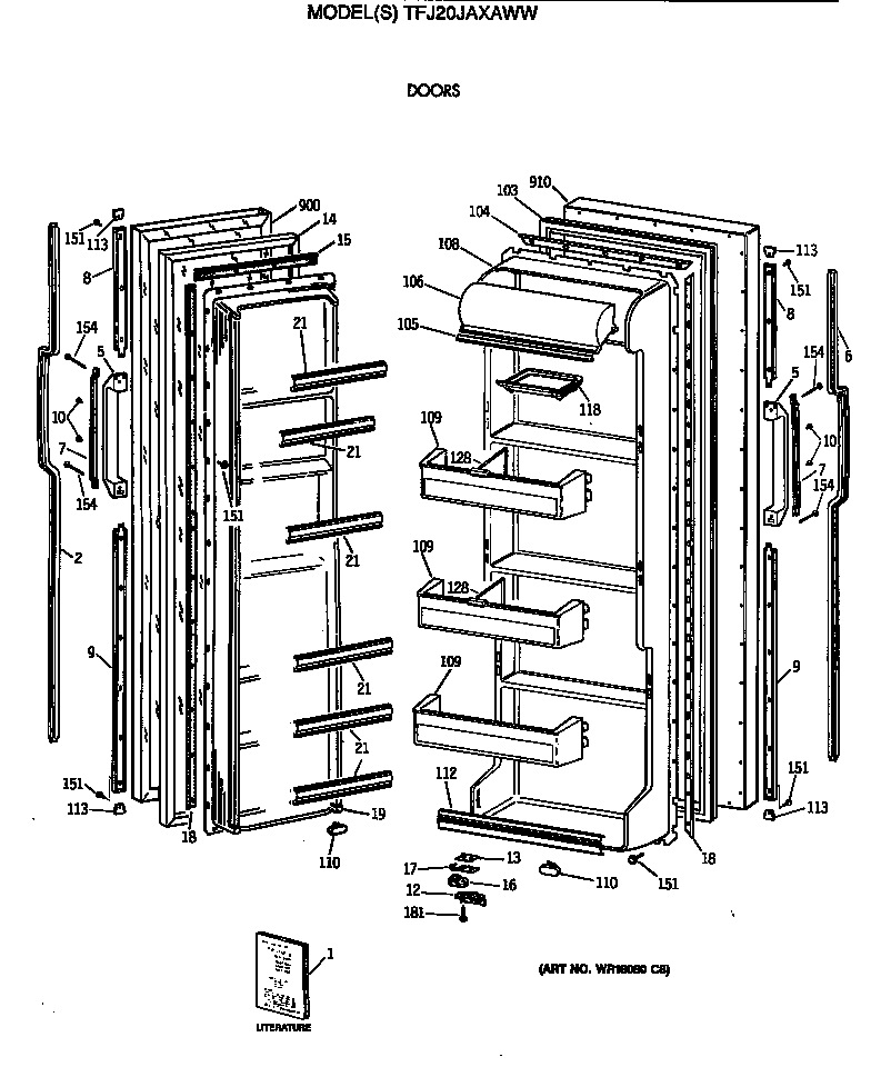 GE TFJ20JAXAWW doors diagram
