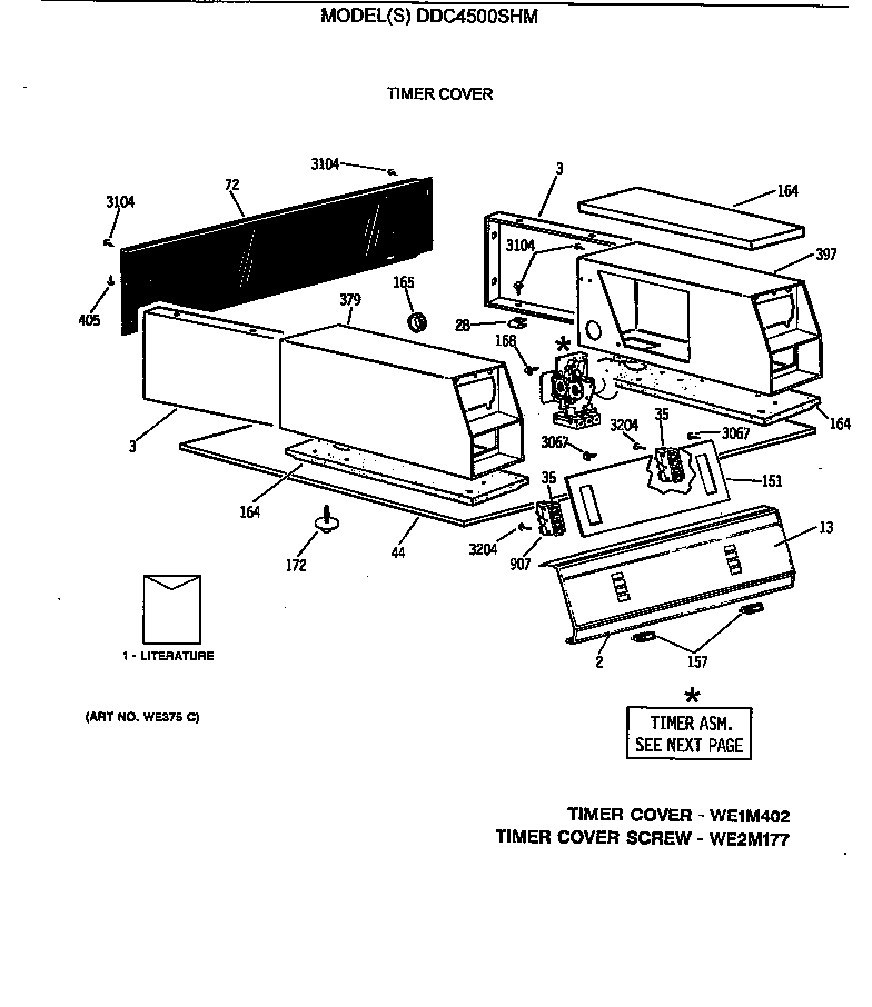 GE DDC4500SHM timer cover diagram