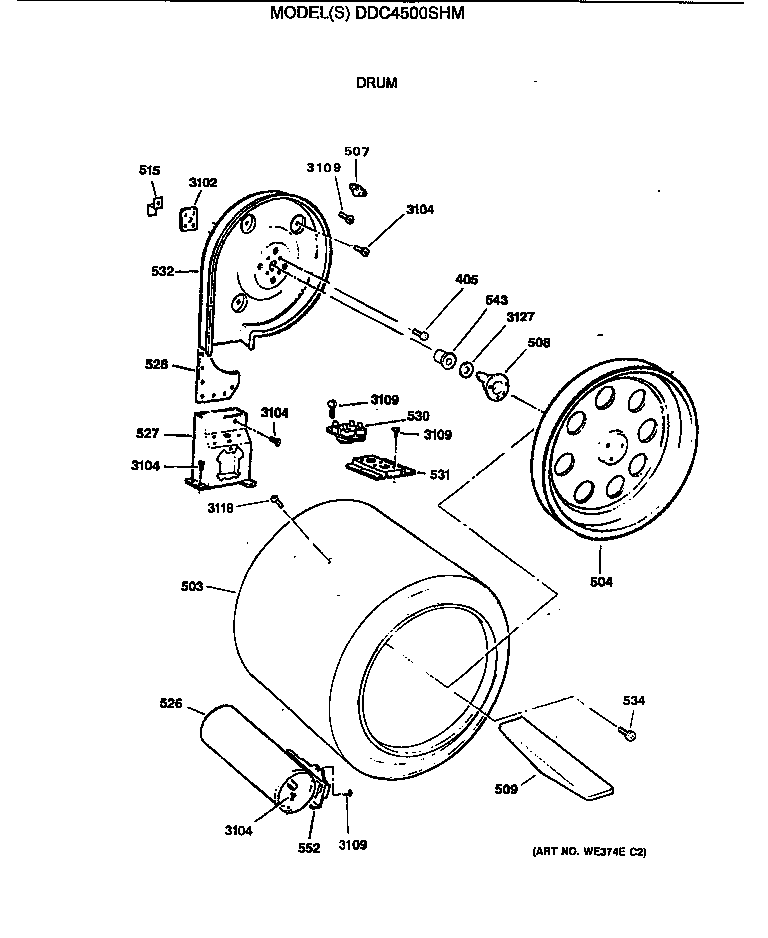 GE DDC4500SHM drum diagram
