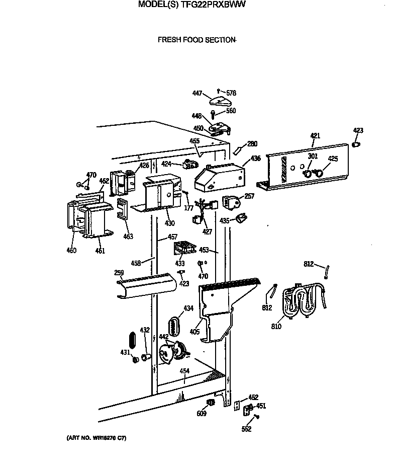 GE TFG22PRXBWW fresh food section diagram