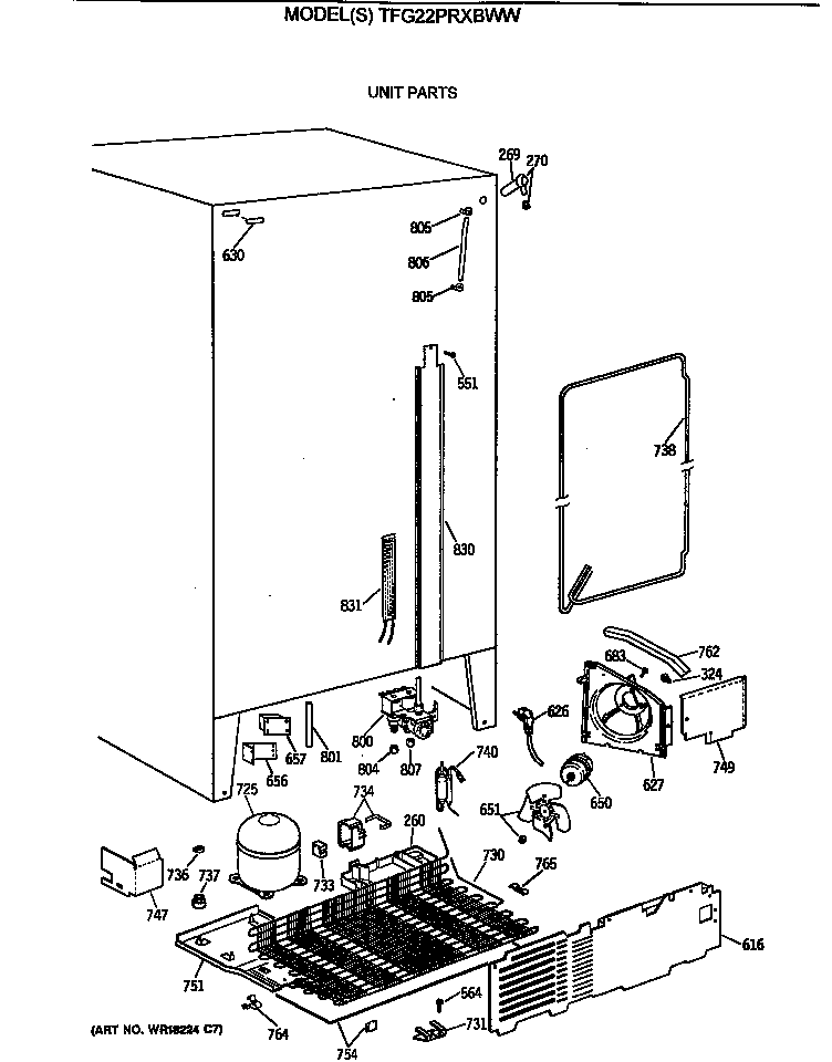 GE TFG22PRXBWW unit parts diagram