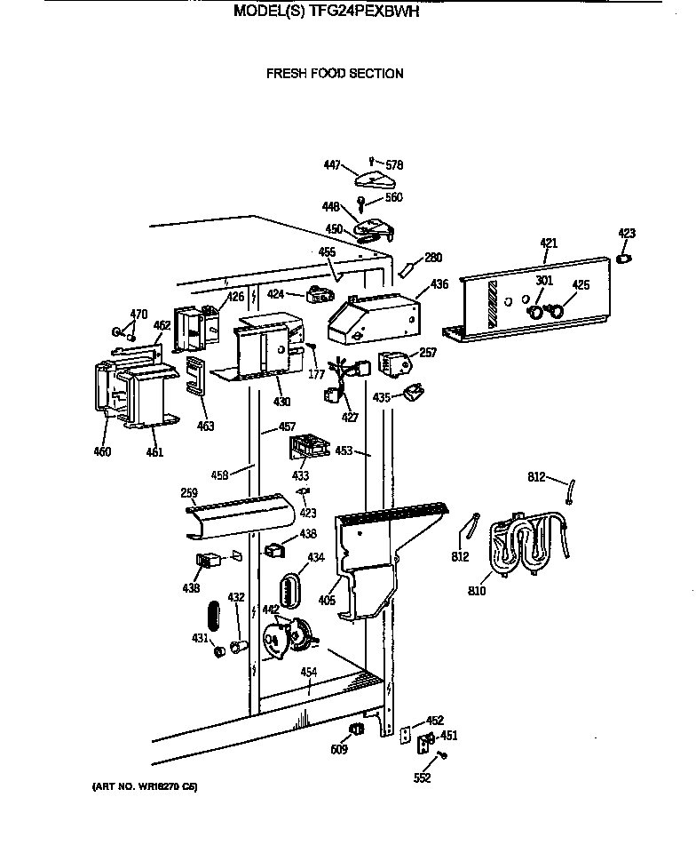 GE TFG24PEXBWH fresh food section diagram