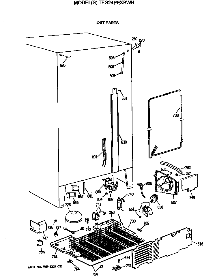 GE TFG24PEXBWH unit parts diagram