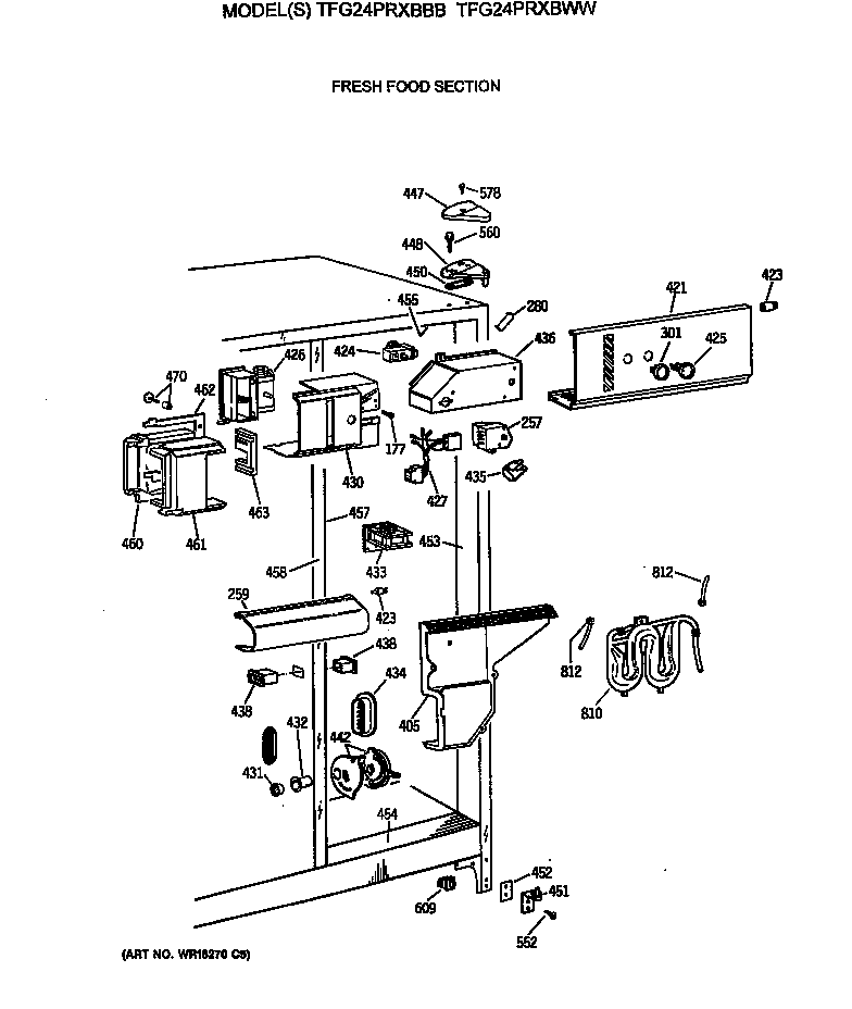 GE TFG24PRXBBB fresh food section diagram