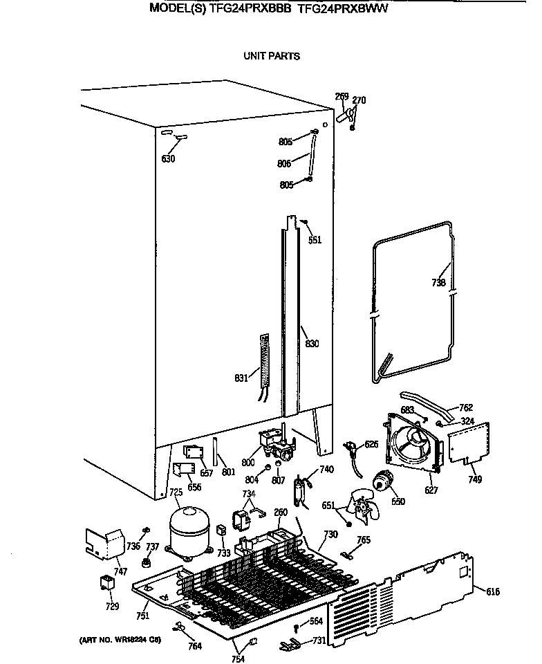 GE TFG24PRXBBB unit parts diagram