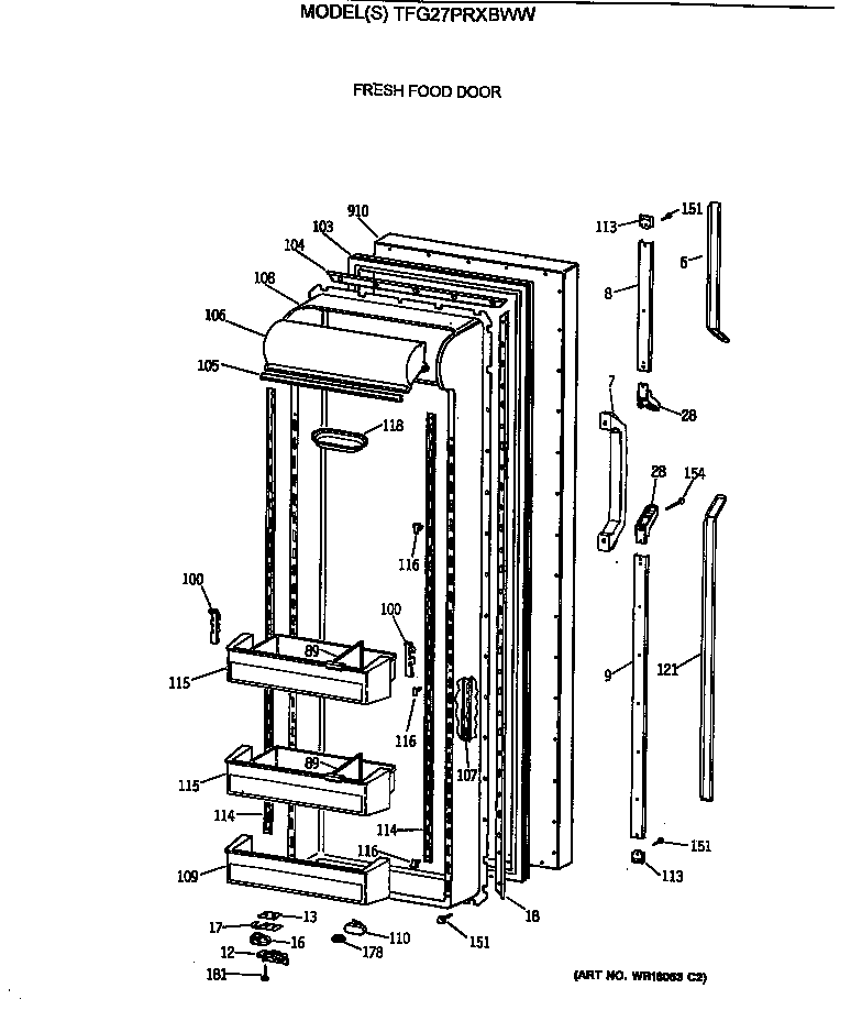 GE TFG27PRXBWW fresh food door diagram