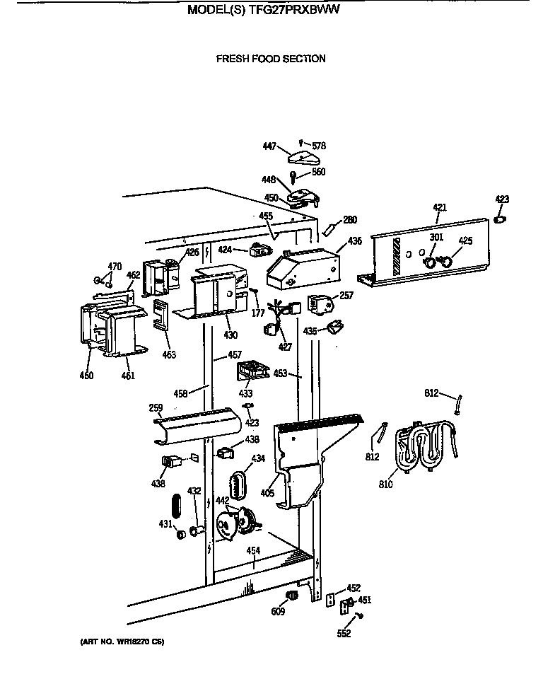 GE TFG27PRXBWW fresh food section diagram