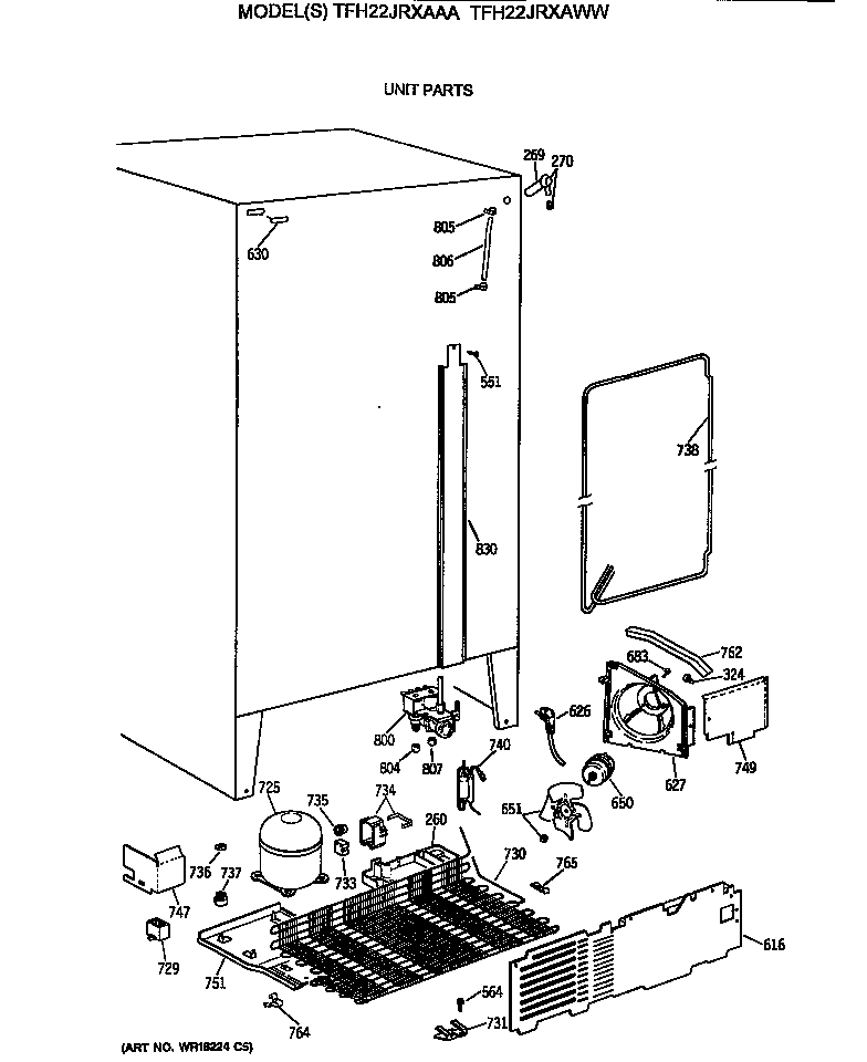 GE TFH22JRXAWW unit parts diagram