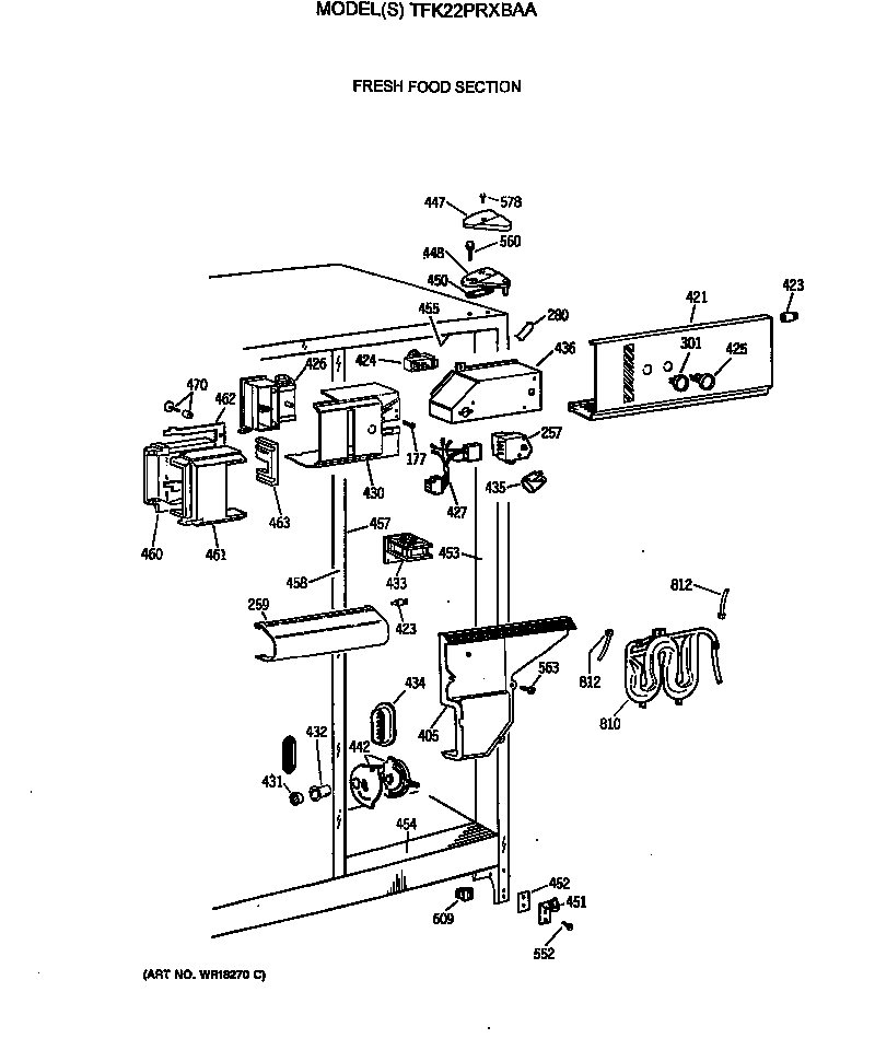 GE TFK22PRXBAA fresh food section diagram