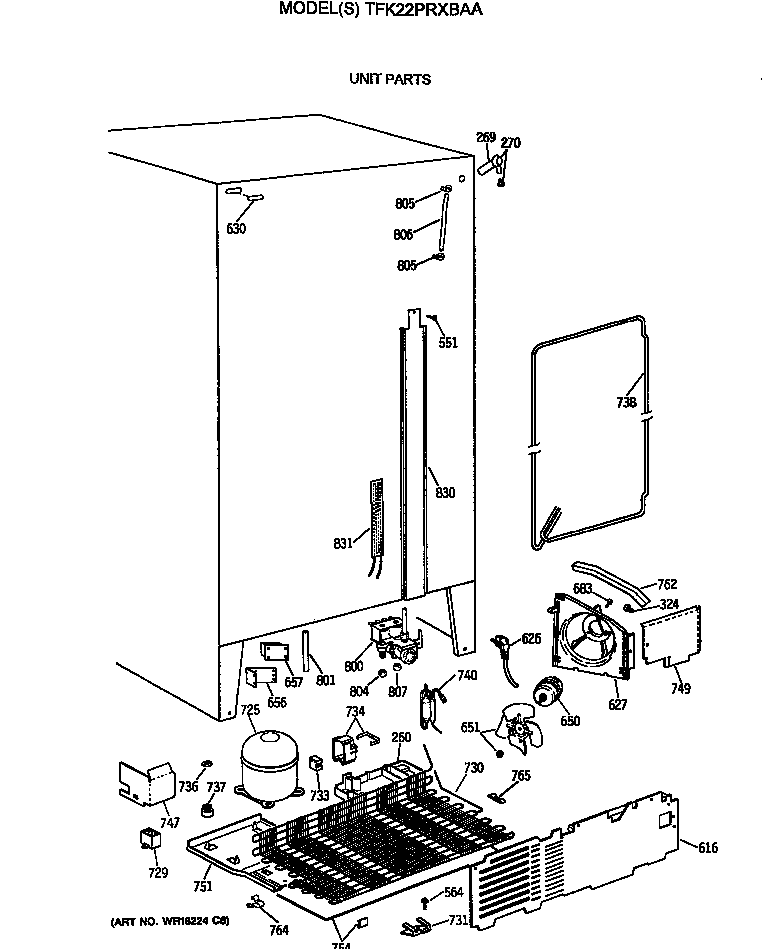GE TFK22PRXBAA unit parts diagram
