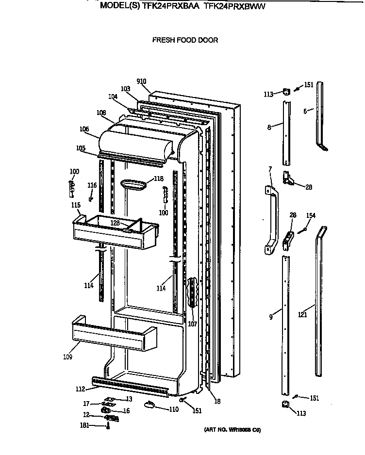 GE TFK24PRXBWW fresh food door diagram
