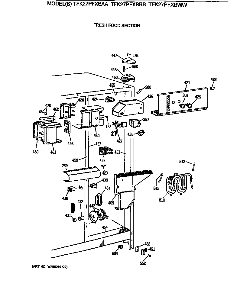GE TFK27PFXBAA fresh food section diagram