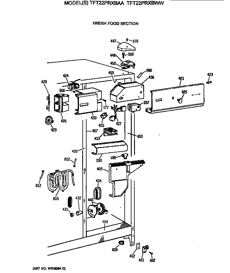 GE TFT22PRXBAA fresh food section diagram
