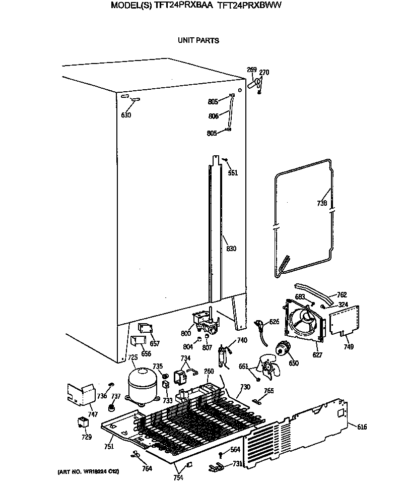 GE TFT24PRXBAA unit parts diagram