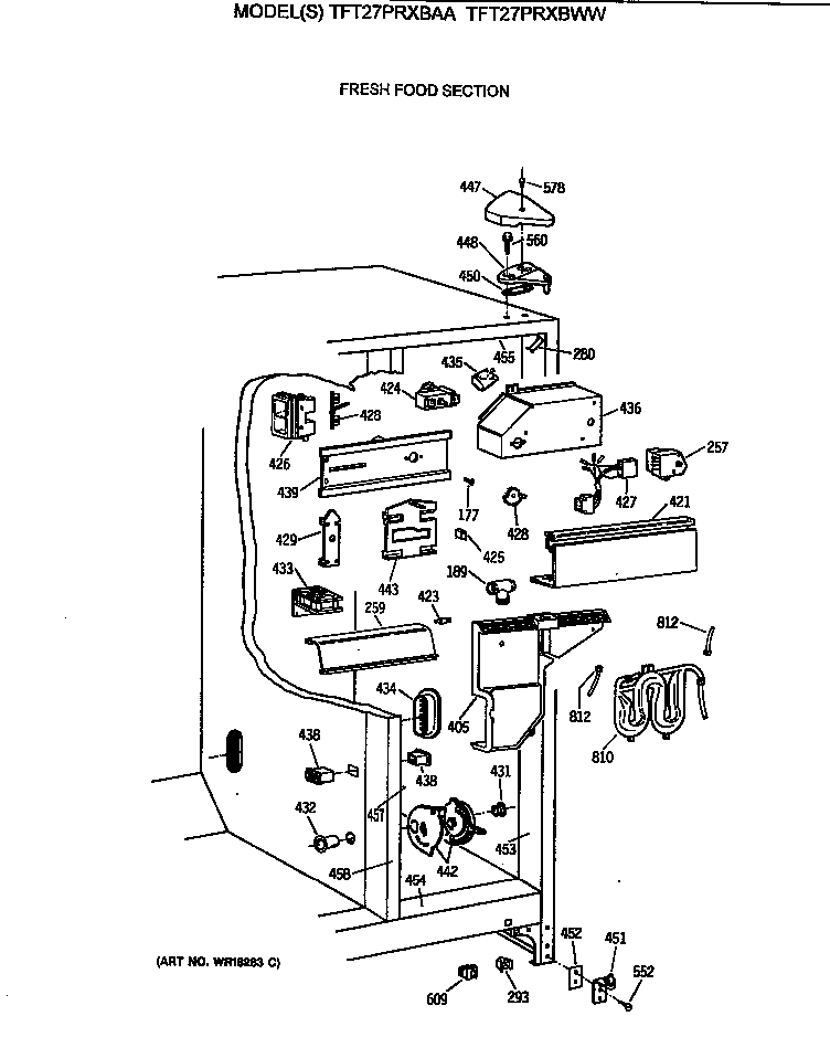 GE TFT27PRXBAA fresh food section diagram