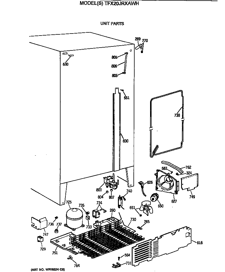 GE TFX20JRXAWH unit parts diagram