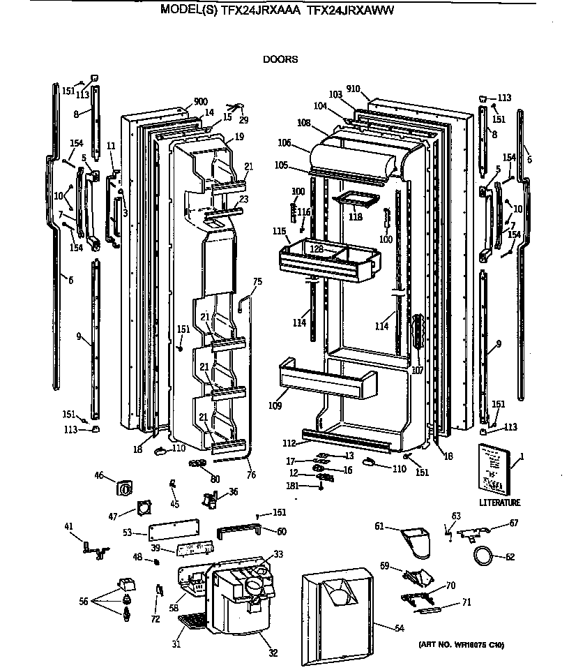 GE TFX24JRXAAA doors diagram