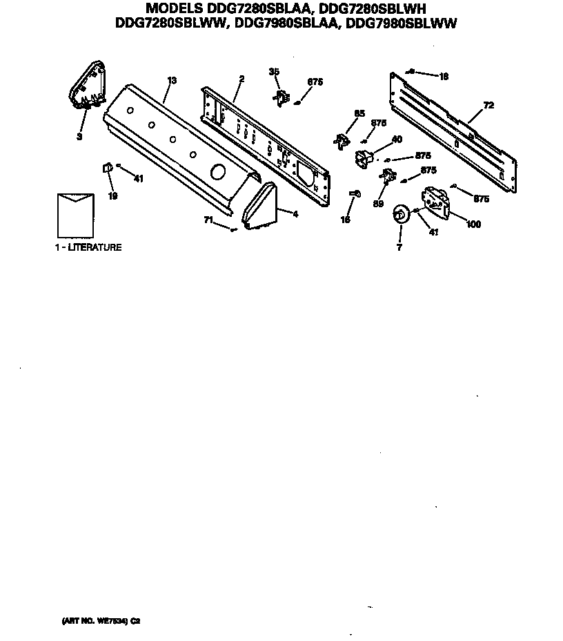 GE DDG7280SBLAA control panel diagram
