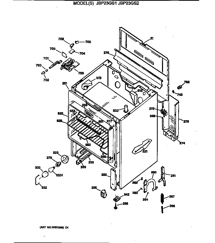 GE JBP23GS2 oven diagram