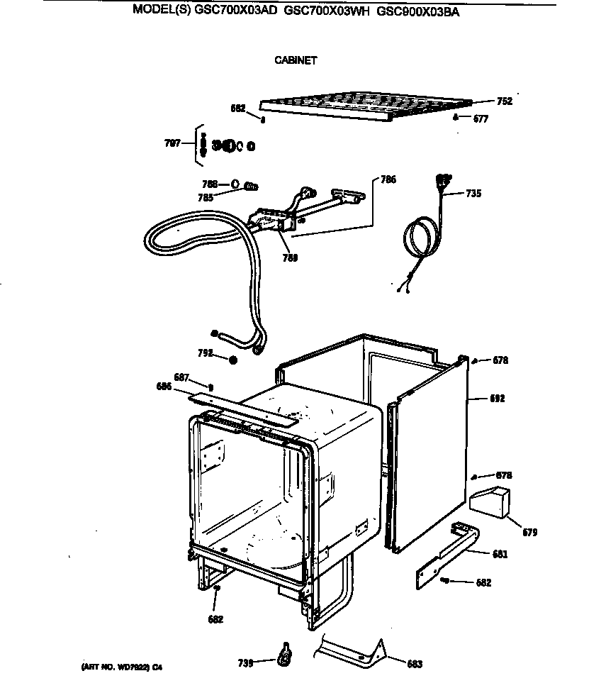 GE GSC700X03WH cabinet diagram