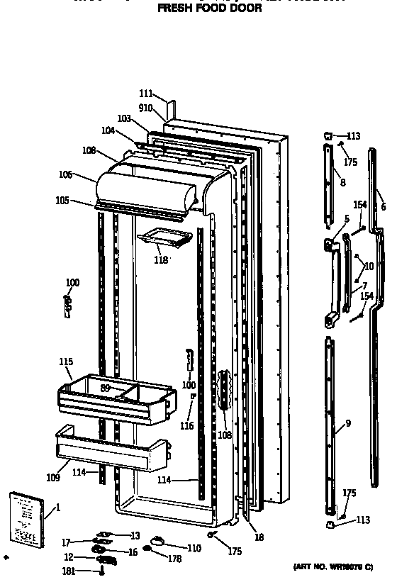 GE TFX27VRSBAD fresh food door diagram