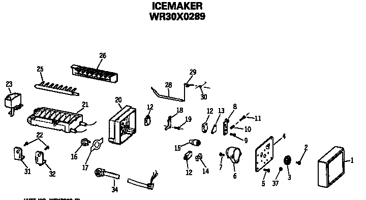 GE TFX27VRSBAD icemaker diagram
