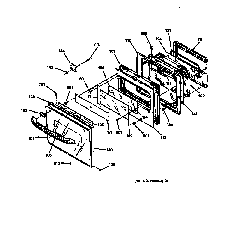 GE JKP56BW1BB oven door diagram