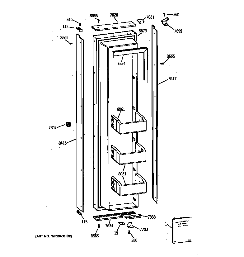 GE ZIS36NYA freezer door diagram