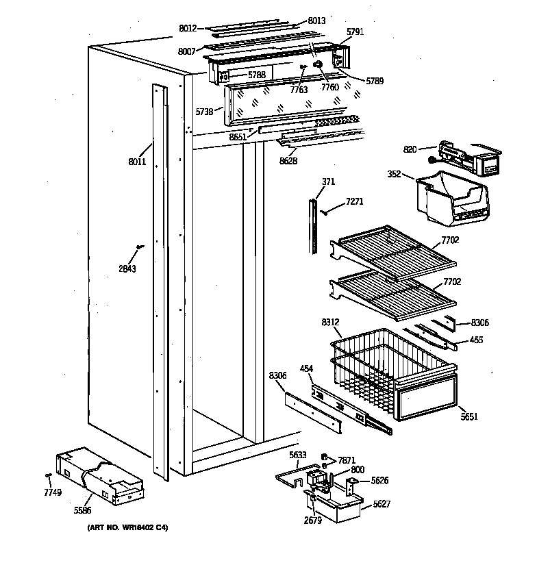 GE ZIS36NYA freezer section diagram