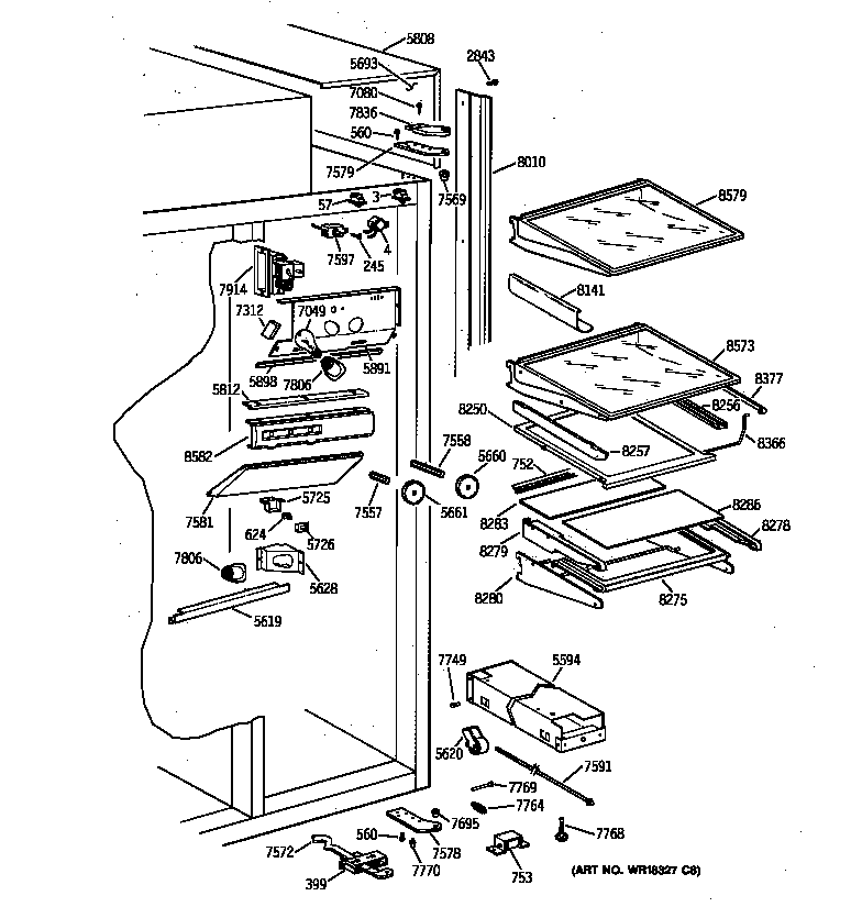 GE ZIS36NYA fresh food section diagram