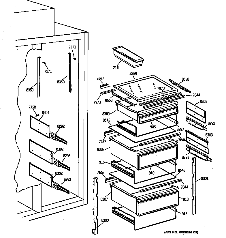 GE ZIS36NYA fresh food section diagram