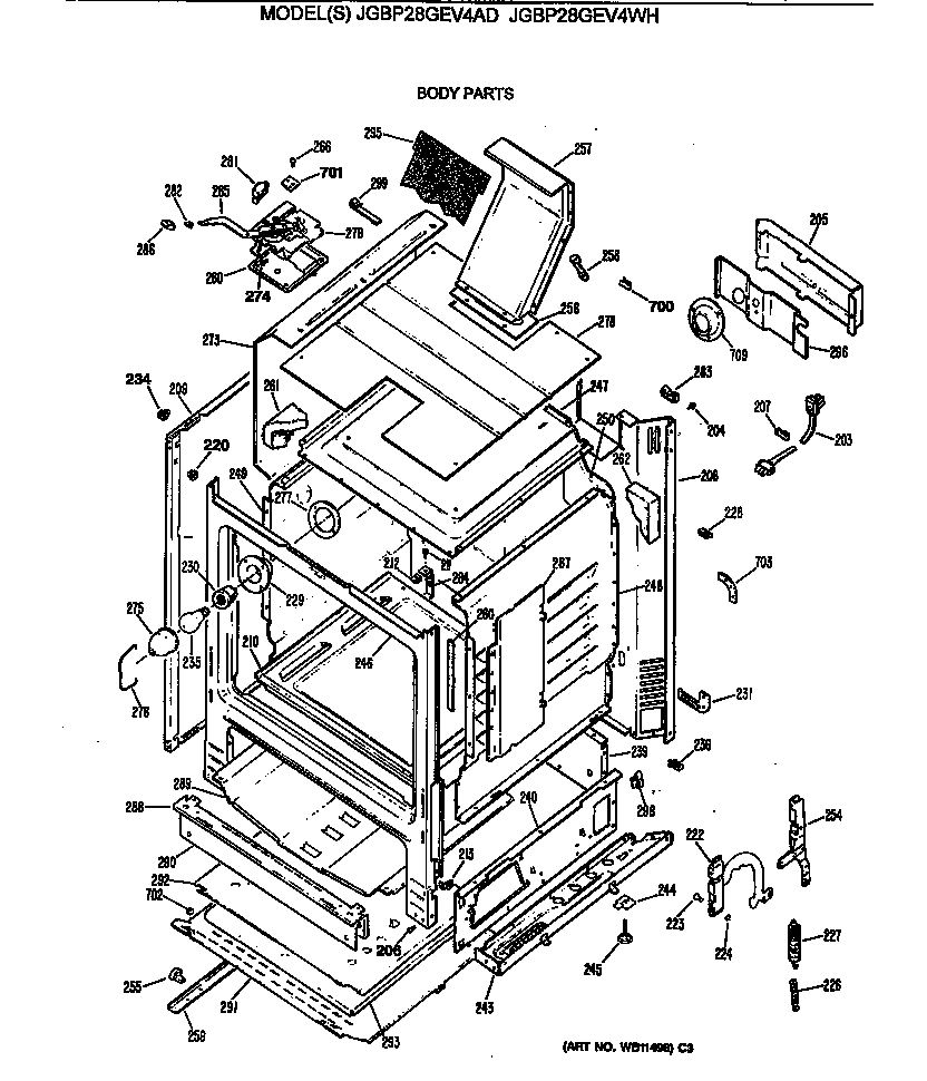 GE JGBP28GEV4WH body parts diagram